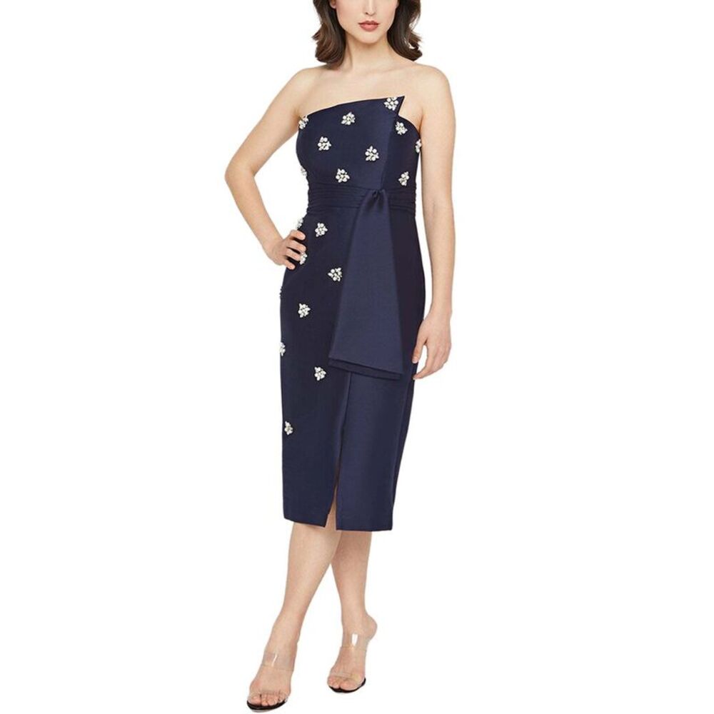 Kay Unger Womens  Ria Embellished Midi Dress
